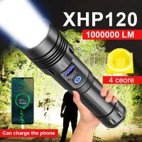 Super Bright XHP70 Powerful Led Flashlight Power Bank Torch Light USB Rechargeable Camping Tactical Flashlight with COB Lamp Rechargeable  Flashlights