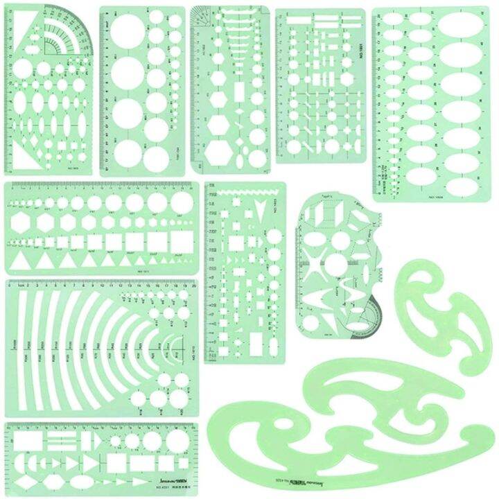 Plastic Drawing Template Ruler Kit Measuring Building Geometric Drawing 