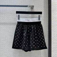 FMVF Alexand * AW straight boxer shorts 23 spring and summer New socialite style rhinestone letter ribbon stitching fake two-piece shorts