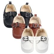 babyme Baby Boy Toddler Infant First Walkers Soft Sole Non-Slip PU Shoes