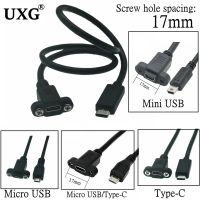 0.25m Micro USB USB 2.0 Male Connector to Micro USB 2.0 Female Extension Cable Pitch 17.5mm With screws Panel Mount Hole