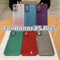 เคสโทรศัพท์เคลือบสี่เหลี่ยมสำหรับ Honor X5 Plus HonorX5Plus X5Plus 2023เคสนิ่มกันกระแทกมาพร้อมกับเคสสาวน่ารักปกป้องเลนส์เคสใสซิลิโคนนิ่มกากเพชรระยิบระยับกรอบด้านหลังกันกระแทก