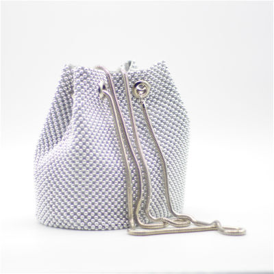 Top Quality Women Aluminum Ball Mesh Bucket Shoulder Bag Clutch Handbag Handmade Metal Strap Clutches Bridal Purse