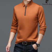 Camisa Polo De Zíper De Manga Comprida Masculina,Lapela Sólida,Camiseta อย่างเป็นทางการ Masculina,โปโล Solto สบายๆ,Moda