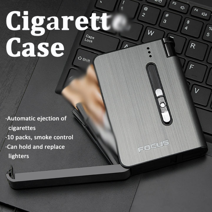 cigeratte-case-aluminum-alloy-automatic-popping-ciggarete-travel-10-sticks-thick-ciggarette-pack-removable-lighter