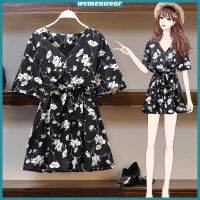 COD DSFGRDGHHHHH Fashion Floral Dress Long Chiffon Sundress Backless Beach Polka Dot Casual Mini Off Shoulder Dress with Shorts Two Piece