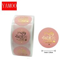 Round "Pretty Gift" Self-Adhesive Sticker Sealing Label Roll Packaging Decoration Handmade Stationery 50-500pcs Stickers Labels