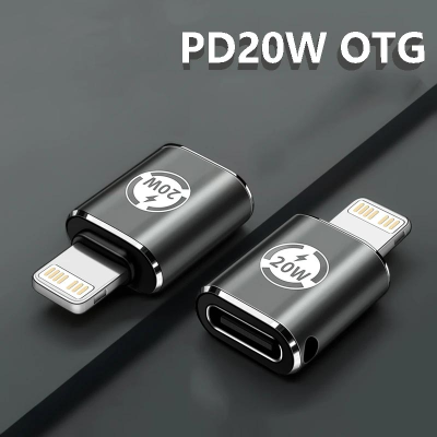 PD 20W ชนิด USB C กับแสงได้อย่างรวดเร็วอะแดปเตอร์ชาร์จสำหรับ IPhone 14 13 12 USB C หญิงกับอะแดปเตอร์แปลงเพศชายให้แสงสว่าง