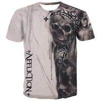 xzx180305    New summer T-shirt mens skull 3D printed short-sleeved fashion personality creative round neck comfortable T-shirt tops