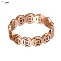 Hoyee Cincin Rose Gold เหรียญทองแดงกลวงแหวนเพื่อสวมใส่น้ำหนักเบาเรียบง่ายสำหรับใส่ในสำนักงานสวมใส่เหรียญทองแดงกลวง Cincin Rose Gold แหวนเพื่อสวมใส่น้ำหนักเบาเรียบง่ายสำหรับใส่ทำงานออฟฟิศ