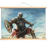 1ชิ้น Christ Armor Warrior Banner ภาพแขวนผนัง Vintage Knights Templar Canvas Scroll Painting