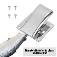 Bitak Stainless Steel Fillet Clamp Deep-jaw Fish Tail Clip with Mounting Base For Fish Cleaning Tools Fillet Bait Fishing Board