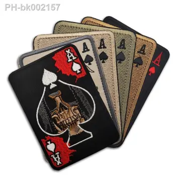Poker Spades Ace Hook & Loop Patches for Clothing Reflective Death