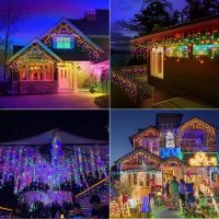 Curtain Led Lights Exterior Christmas Outdoor Garland Festoon Fairy Icicle Curtain Light 4M*0.30.6M Plug Operated