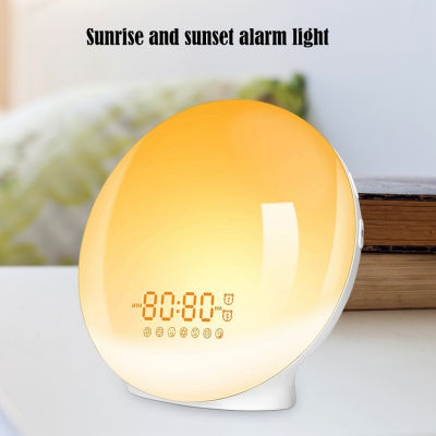 Digital Alarm Clock USB Rechargeable Children Learning Alarm Timer Smart Sunrise Sunset LED Light Desk Decor