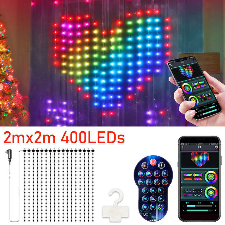 สมาร์ท-g-raffiti-rgb-s-tring-แสงที่มีสีสัน-led-ม่านแสงบลูทูธ-app-ควบคุมคริสต์มาสนางฟ้าแสง-diy-รูปภาพพวงมาลัยตกแต่ง