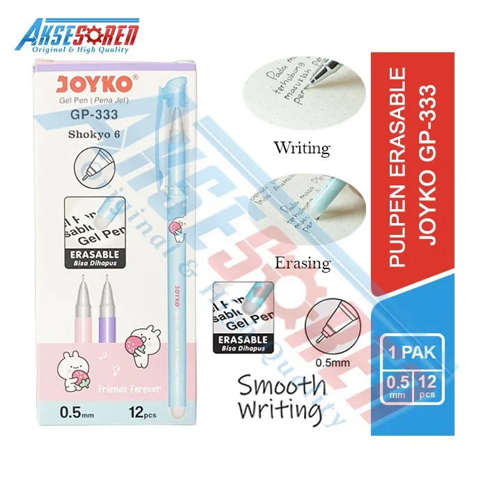 ERASABLE GEL PEN SHOKYO 6 JOYKO [GP-333/12 PCS] / PULPEN BALLPOINT BISA ...