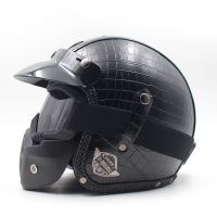 [COD] Four retro helmet handmade male and female personality half electric car 3/4 leather