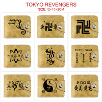 กระเป๋าสตางค์พิมพ์ลายตัวละครการ์ตูน Tokyo Revengers เสื้อยืดกระเป๋าเก็บบัตรอนิเมะสำหรับเด็กหญิงเด็กชายผู้ชายผู้หญิงคลิปเงินหนัง PU กระเป๋าเงินใส่เหรียญทรงสั้นเด็กกระเป๋าพับครึ่งใส่เหรียญ/ซิป0000