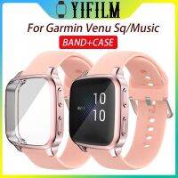 ☸◇☈ 2in1 สายรัดซิลิโคน ตัวป้องกันเคสสำหรับ Garmin Venu Sq SmartWatch อุปกรณ์เสริมสำหรับ Garmin Venu Sq Music สร้อยข้อมือ Shell