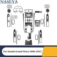 สำหรับ Suzuki Grand Vitara 2006-2013สติกเกอร์คาร์บอนไฟเบอร์สีดำอุปกรณ์ตกแต่งภายในรถยนต์แผงกลางหน้าต่างเกียร์