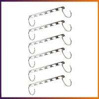 【ส่งจากไทย】6pcs Stainless Iron Closet Hook Convenience Metal Clothes Closet Hangers Non-deformation Flexible for Small Closet Tiny Wardrobe