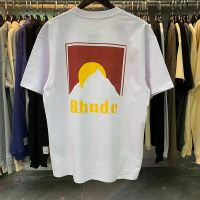 American Fashion Rhude Moonlight Printed T Shirt High-Quality Double Yarn Cotton T Shirt Men Oversized T Shirt 【Size S-4XL-5XL-6XL】