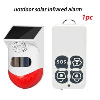 Home Security Solar PIR Alert Infrared Sensor Anti-theft Motion Detector Alarm Monitor Wireless Alarm System +1 Remote Control