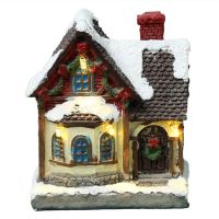 Luminous Small House Decorations Christmas Decorations Resin Snow House Christmas Gifts (Excluding Battery)