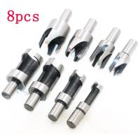 HH-DDPJ8pc Wood Plug Cutter Cutting Tool Drill Bit Set Straight And Tapered Taper 5/8" 1/2" 3/8" 1/4" Woodworking Cork Drill Bit Knife