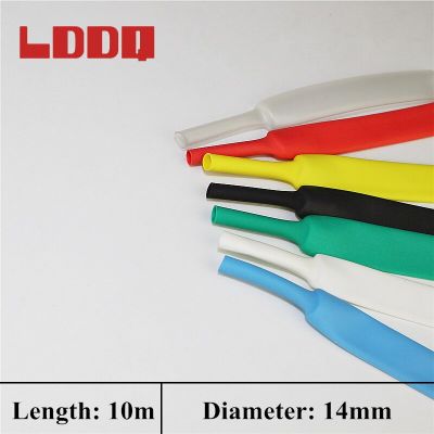 LDDQ 10m Heat Shrink Tube 14mm High quality PE Shrinkable Tubing 7 colors Ratio 2:1 Effective Insulation Wire Cable Sleeve Cable Management