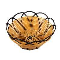 6pcs 7 Inch Plastic Braided Basket Fruit Vegetable Cookies Container Holder Black&amp;Orange