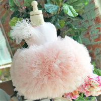 Glitter Layers Baby Girl Dress Pink Match Hair Accessories Princess Girls Dresses Birthdy Party Communion Dresses Cute Kid Gown