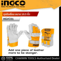 INGCO ถุงมือหนัง อเนกประสงค์ ถุงมือเชื่อม ขนาด 10.5 นิ้ว รุ่น HGVC01 ( Leather Gloves ) ผลิตจากวัสดุ หนังวัวแท้