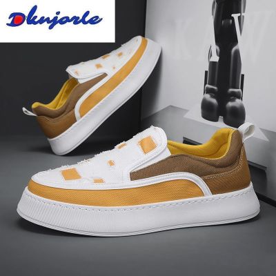 【Ready】🌈 2023 new summer breathable canvas slip on hole trendy shoes mens personality trend sports casual sneakers mens shoes
