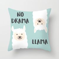 (All in stock) Ywzn Cute Cartoon Alpaca Decorative Pillow Case Creative Alpaca Pillow Case Polyester Pillow Case Pattern Printed Kussensloop Pillow Case (Contact the seller to support free customization. Double sided printing design for pillows)