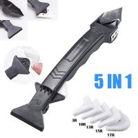 ✠ 5in1 Silicone Scraper Glue Remover Knife Angle Beauty Crevice Spatula Tool Grout Scraper Kit Multifunction Coner Caulking Tool