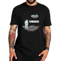 Funny Flat Moon Landing Astronaut On Moon T Shirt Conspiracy Theory Lies Sarcastic Tshirts For Science Movie Fans