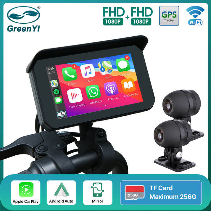 Motorcycle DVR Dash Cam, GreenYi 4” IPS Touch Screen w/ FHD 1080P