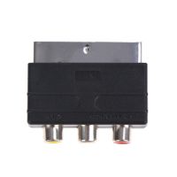 ▲✐ Silver SCART To 3 RCA Composite Phono Adaptor Converter In / Out SwitchAA