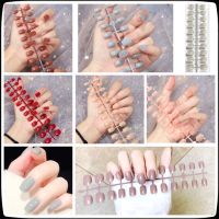 24pcs / ทำเล็บแพทช์สั้นรอบสีทึบปลอมเล็บ / เสร็จสิ้นเล็บ / ฝรั่งเศสปลอมเล็บ / ทนต่อการสึกหรอเล็บ / กาวฟรี / เล็บดูแลเล็บตกแต่ง / นำมาใช้ใหม่เล็บปลอม