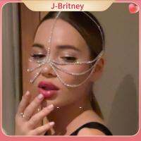 J-BRITNEY สำหรับงานเต้นรำงานปาร์ตี้แฮนด์เมดที่คลุมหน้าเครื่องประดับโซ่ประดับผมคริสตัลหลายชั้นห่วงโซ่ใบหน้าพู่ห้อยม่านคริสตัลม่านห่วงโซ่ใบหน้า