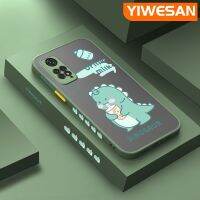 YIWESAN เคสสำหรับ Xiaomi MI Redmi โน๊ต11 Note 11 S Poco M4 Pro 5G Note 11 5G Note 11T Note 11 SE เคสดื่มการ์ตูนไดโนเสาร์นมเนื้อบางมีน้ำค้างแข็งโปร่งใสแข็งขอบสี่เหลี่ยมกันกระแทกลวดลายปลอกซิลิโคนป้องกันคลุมทั้งหมดเคสนิ่ม