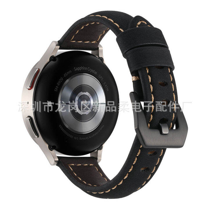 เหมาะสำหรับ-samsung-watch5-pro-สายนาฬิกาหนังแท้ด้าน-galaxy-watch45-สายรัดข้อมือทดแทนหนังแท้