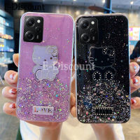 คลังสินค้าพร้อมเคสสำหรับ Redmi Note12 Pro Plus เคสแหวนขึ้นเงาเคสกากเพชรนิ่มโปร่งใสเคสลาย Hello Kitty สำหรับ Redmi Note 12 Pro Plus ฝาหลังรูปดวงจันทร์เด็กผู้หญิง