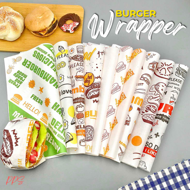 50pcs Food Wrapping Paper, Tray Liner, Burger Paper Wrap, Sandwich Paper  Wrap, Hot Dog Paper Wrap, Chicken Wrap, Greaser-proof Food Paper Wrap,  Suitable For All Kinds Of Snacks And Fast Food.