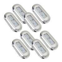 8Pcs 12V Boat Marine Signal Lamp Clear Grade Waterproof LED Courtesy Lights Stair Deck White