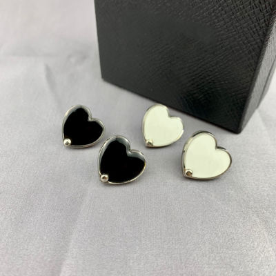 Brand Fashion Black White Heart Jewelry Gold Color High Quality Earrings Luxury Brand Top Name Design Wedding Party Top Earrings
