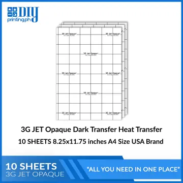 A4*10 Sheets) 3g Jet Opaque Heat Transfer Paper Iron on Inket Heat