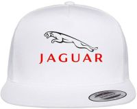 Jaguar Car Auto Logo Emblem Printed on Black Hat Flat Bill Yupoong Trucker Cap